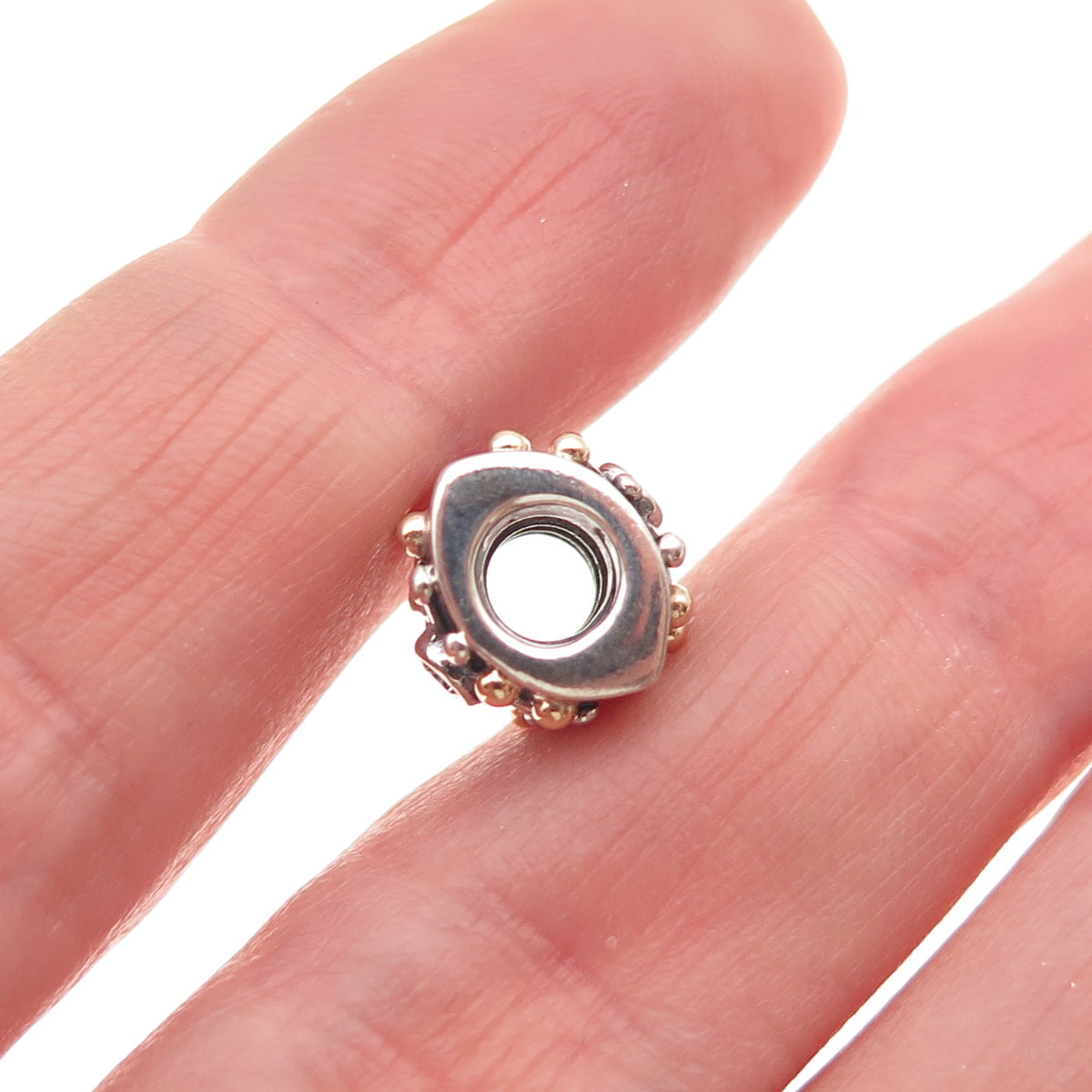 PANDORA 925 Sterling Silver Gold C Z Desert Star Slide Bead Charm