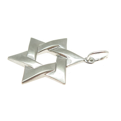 925 Sterling Silver Vintage Star of David Charm Pendant