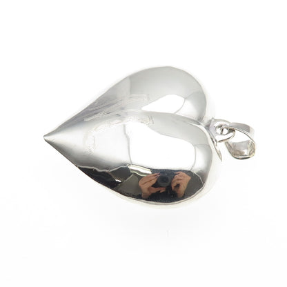 925 Sterling Silver Vintage Engraved Letter M Initial Puffy Heart Pendant