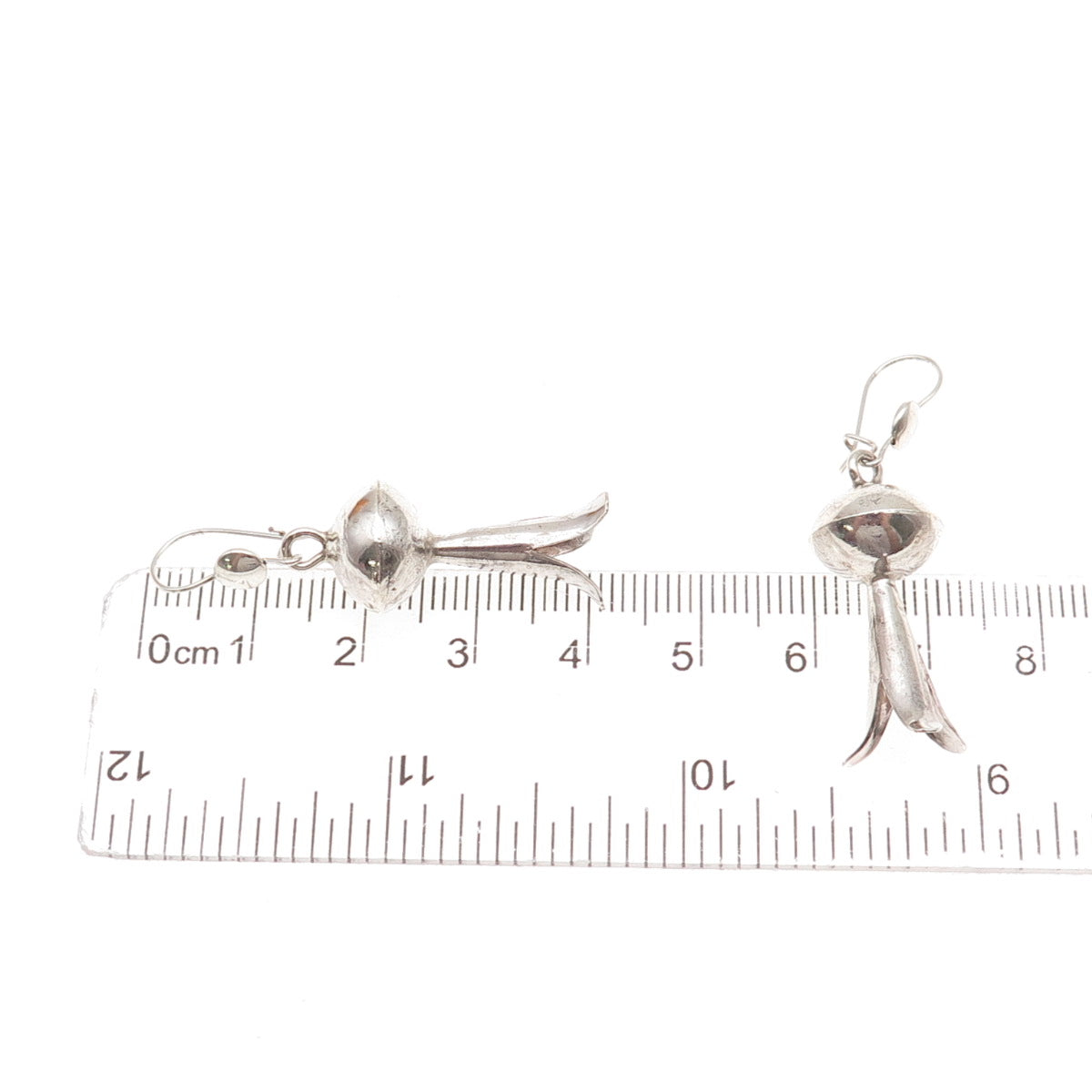 Old Pawn 925 Sterling Silver Vintage Southwestern Squash Blossom Dangle Earrings