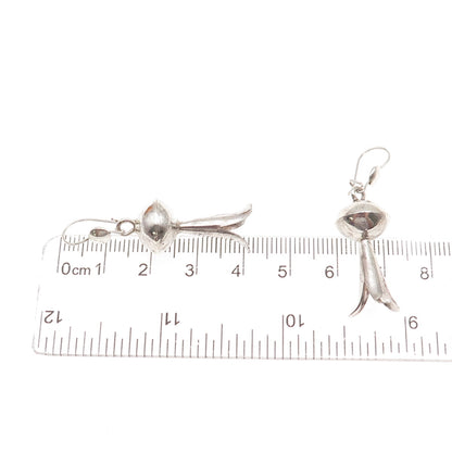 Old Pawn 925 Sterling Silver Vintage Southwestern Squash Blossom Dangle Earrings