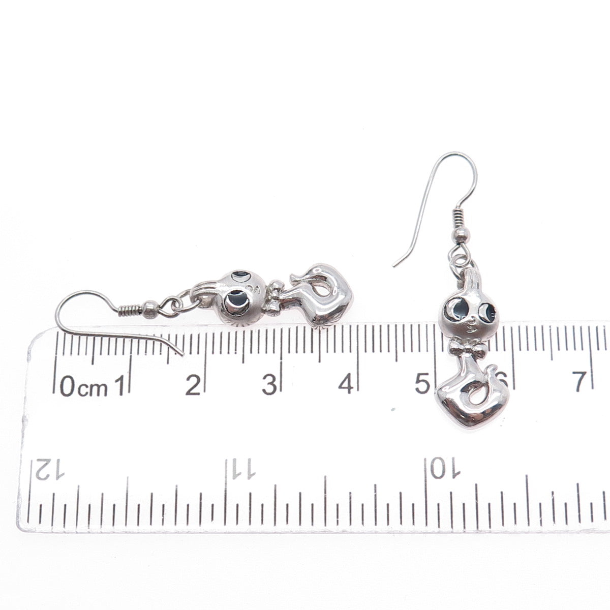 925 Sterling Silver Vintage Enamel Bookworm Dangle Earrings