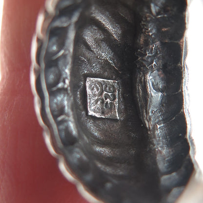 925 Sterling Silver Vintage Modernist Ribbed Dome Oxidized Ring Size 7.25