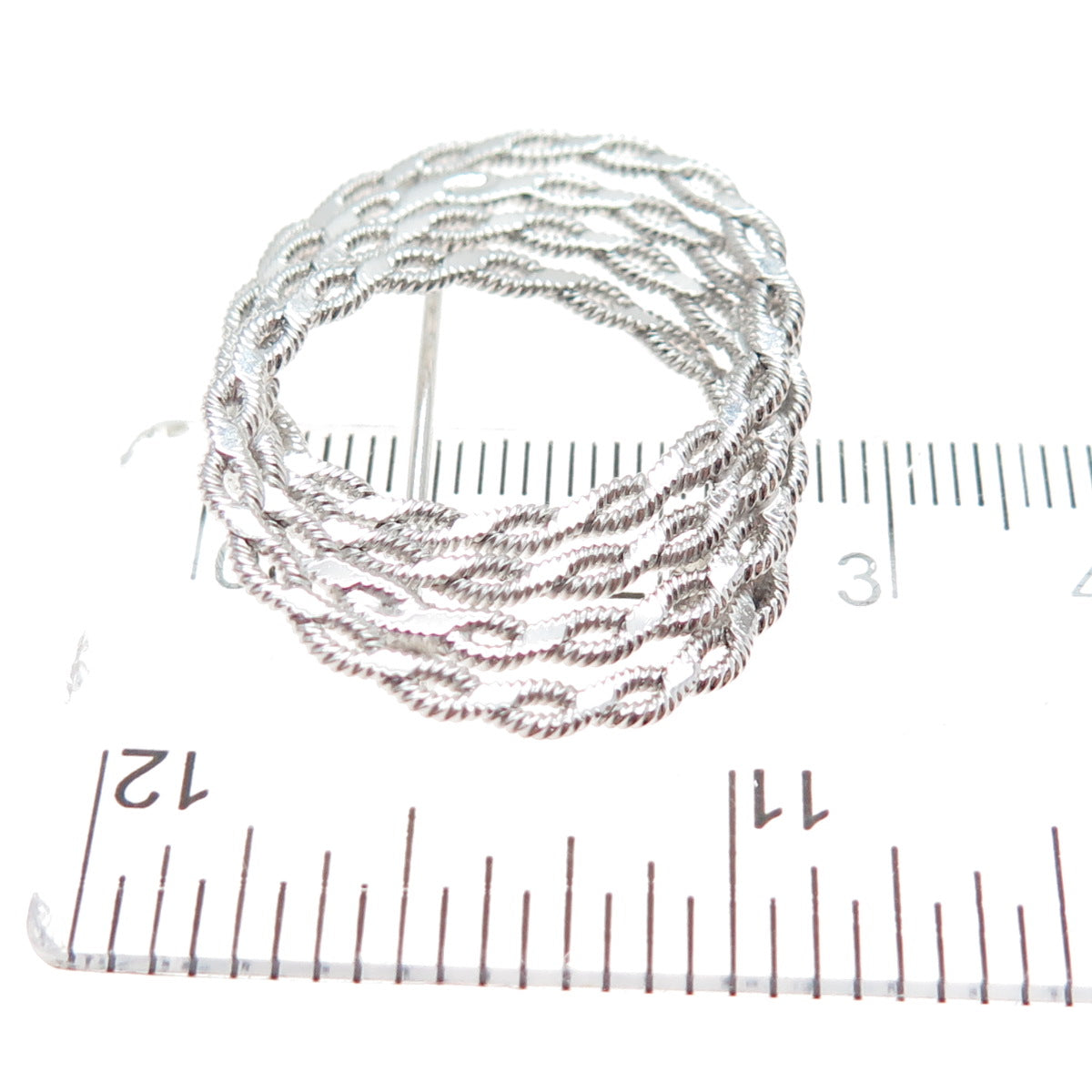 A & Z HAYWARD 925 Sterling Silver Vintage Interlocked Eternity Circle Pin Brooch