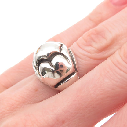 925 Sterling Silver Vintage Pregnant Woman Oxidized Dome Ring Size 4.5