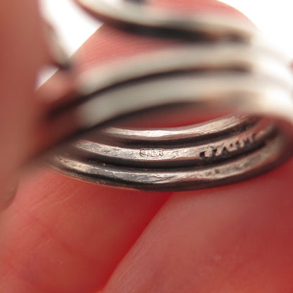925 Sterling Silver Vintage Modernist Swirl Oxidized Ring Size 8