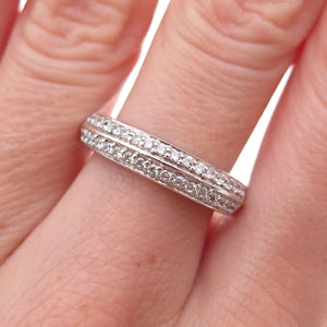 925 Sterling Silver Round-Cut C Z Half Eternity Band Ring Size 7