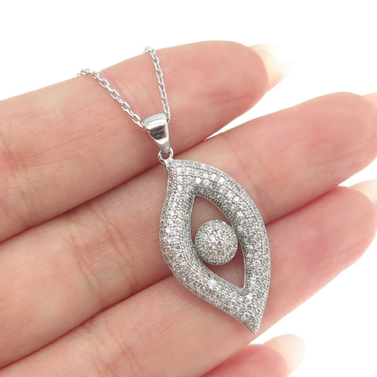 925 Sterling Silver Round-Cut C Z Modernist Eye Cable Chain Necklace 16"