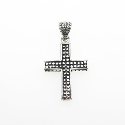 925 Sterling Silver Vintage Granulated Cross Oxidized Charm Pendant