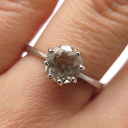 925 Sterling Silver Vintage Round-Cut C Z Engagement Ring Size 7.25