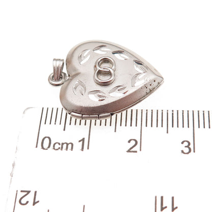 925 Sterling Silver Vintage Wedding Heart Locket Charm Pendant