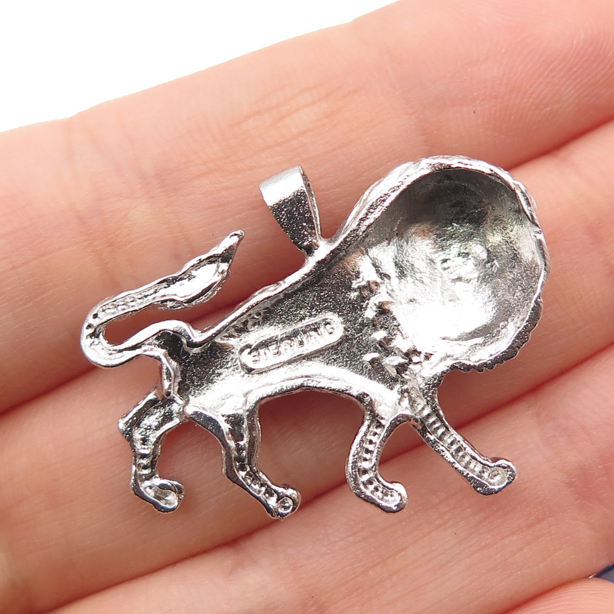 925 Sterling Silver Vintage Lion Charm Pendant