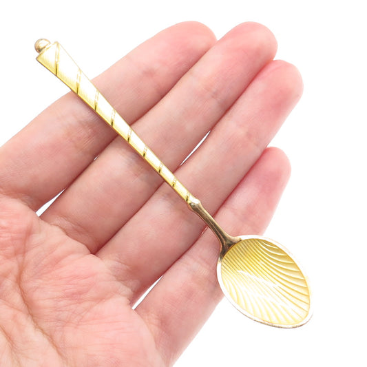 EGON LAURIDSEN 925S Sterling Gold Plated Vintage Denmark Enamel Coffee Spoon