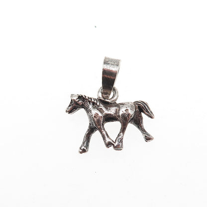 925 Sterling Silver Vintage Horse Oxidized Mini Charm Pendant