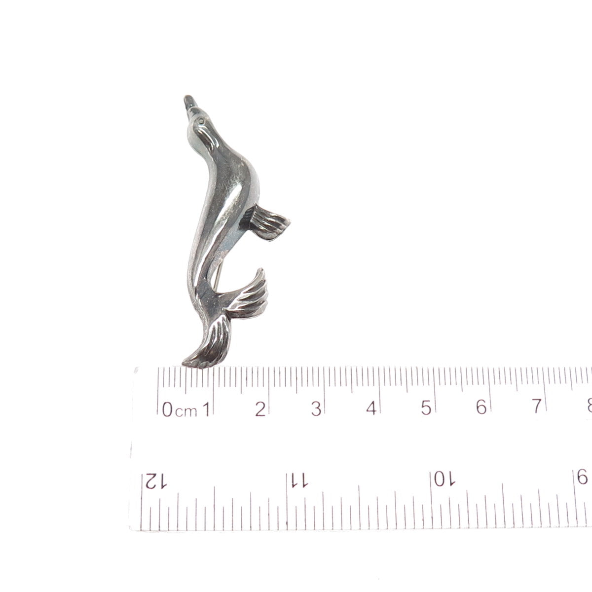 925 Sterling Silver Vintage Fur Seal Oxidized Pin Brooch
