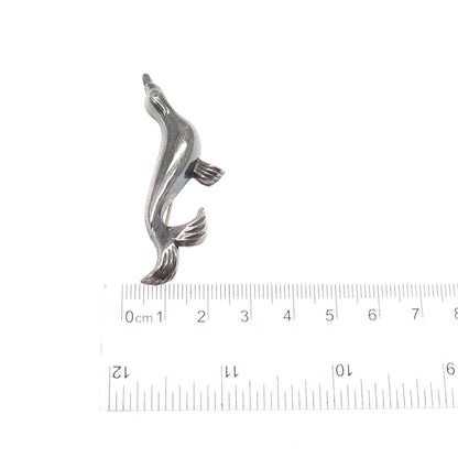 925 Sterling Silver Vintage Fur Seal Oxidized Pin Brooch