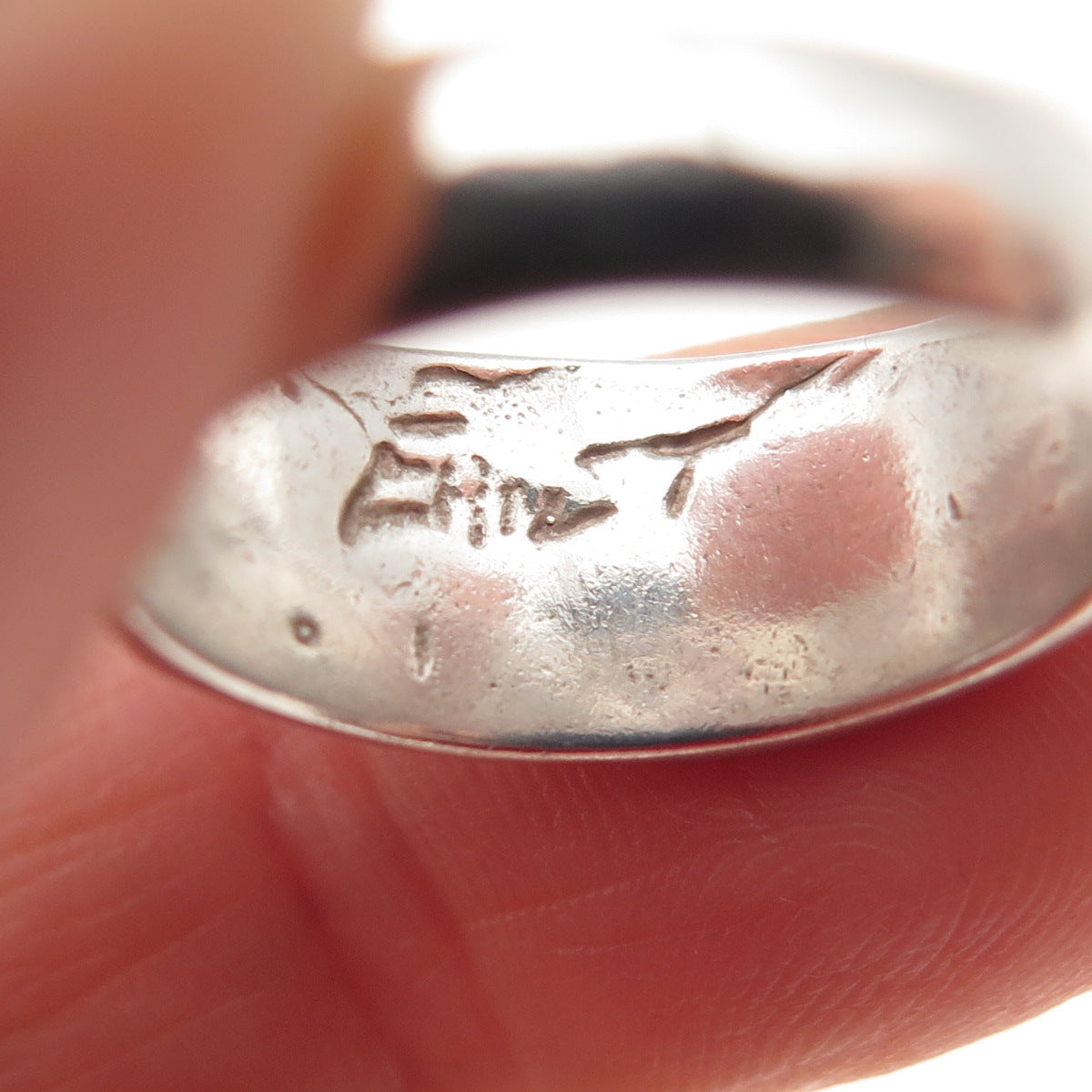 ERIC T. 925 Sterling Silver Vintage Modernist Spiral Oxidized Ring Size 6