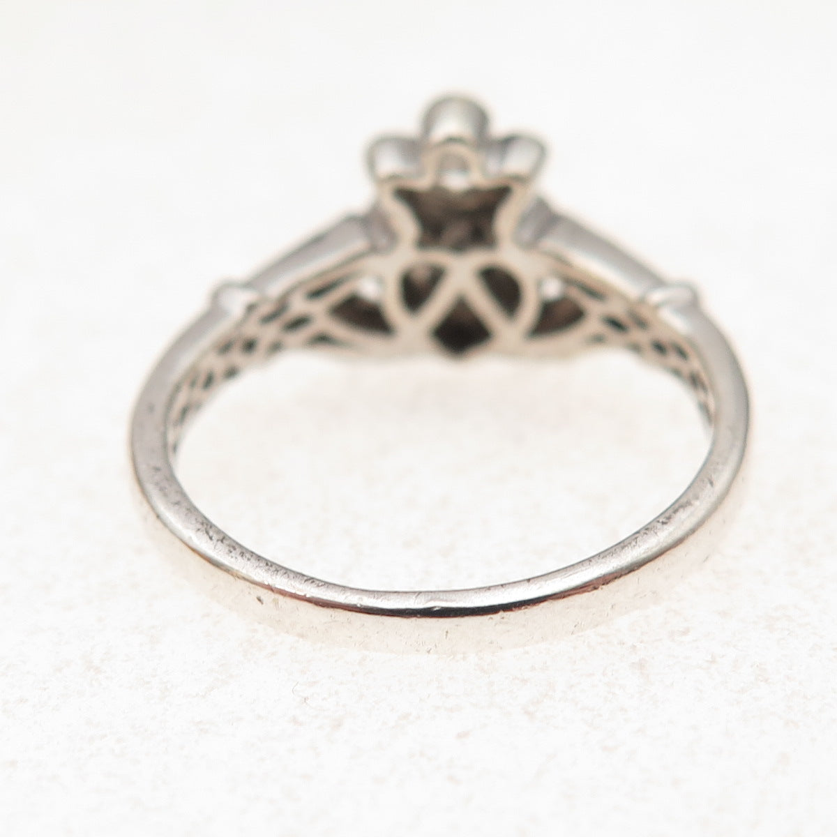 Alwand Vahan Sterling Silver 14K Gold Real Diamond Irish Claddagh Ring Size 7