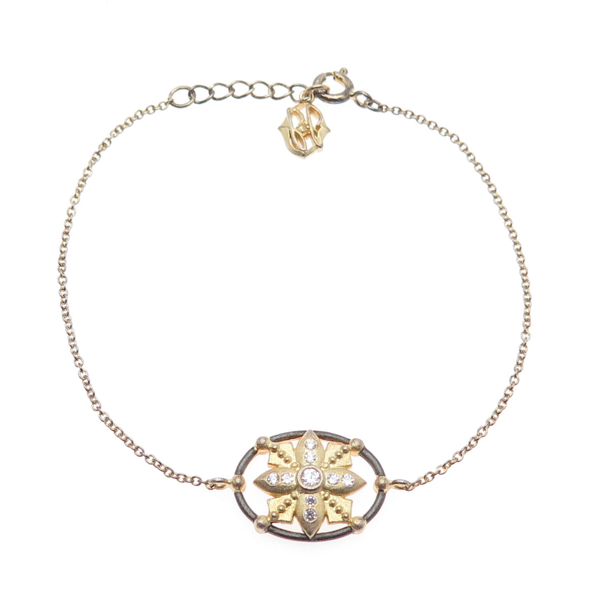 Jonette 925 Sterling Silver Gold Plated C Z Bracelet 7-7.75" (missing 1 C Z )