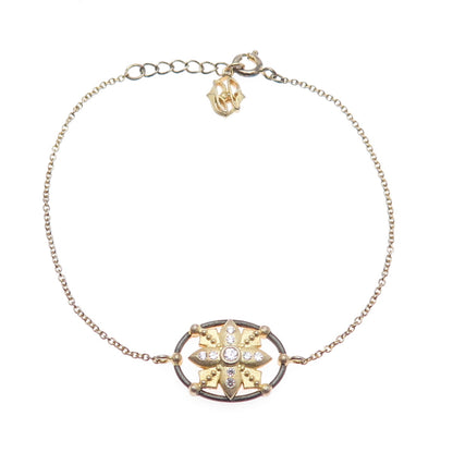 Jonette 925 Sterling Silver Gold Plated C Z Bracelet 7-7.75" (missing 1 C Z )