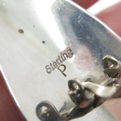 JIMMY PATTERSON NAVAJO Old Pawn 925 Sterling Vintage Malachite Clip On Earrings