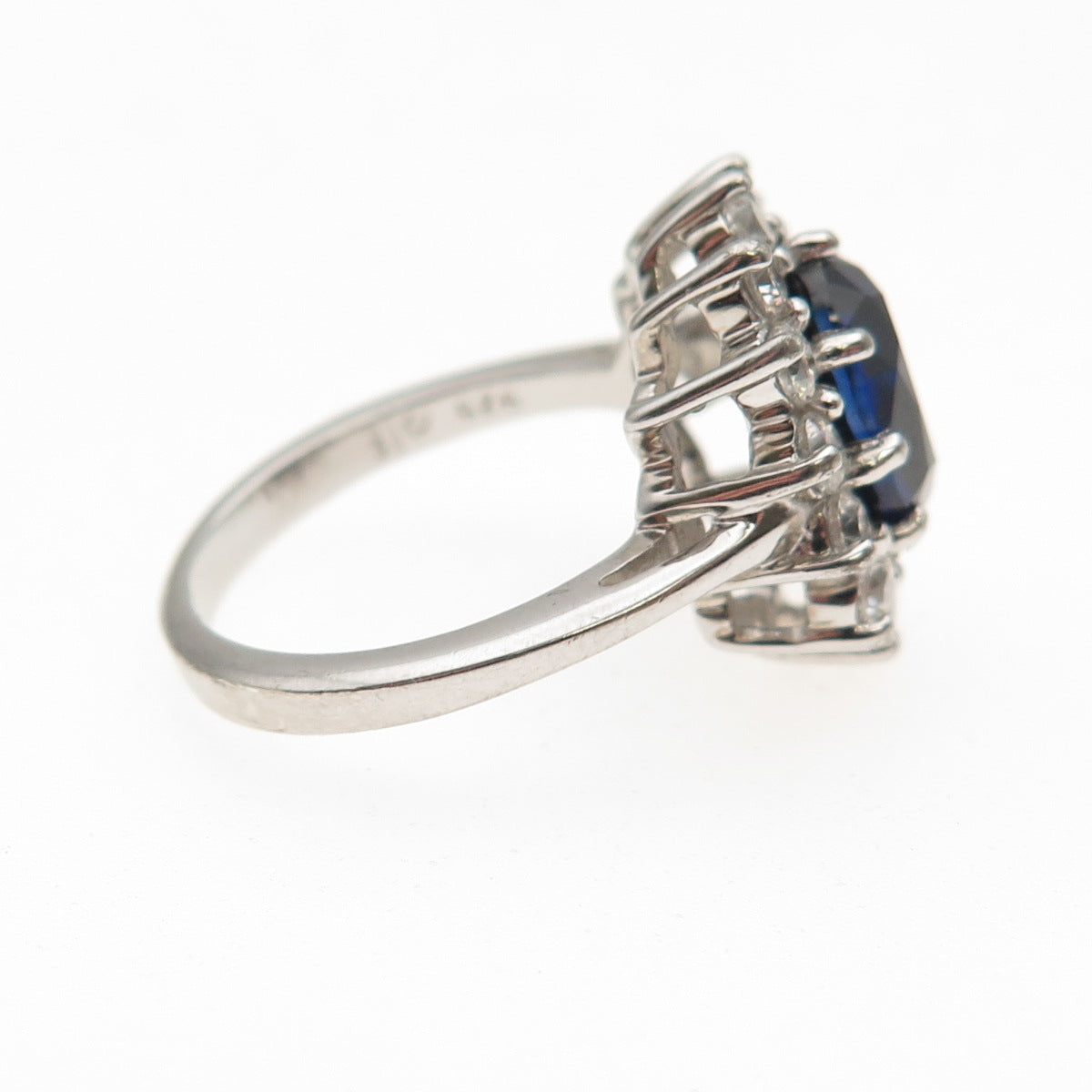 925 Sterling Silver Lab-Created Sapphire & C Z Ring Size 6.25