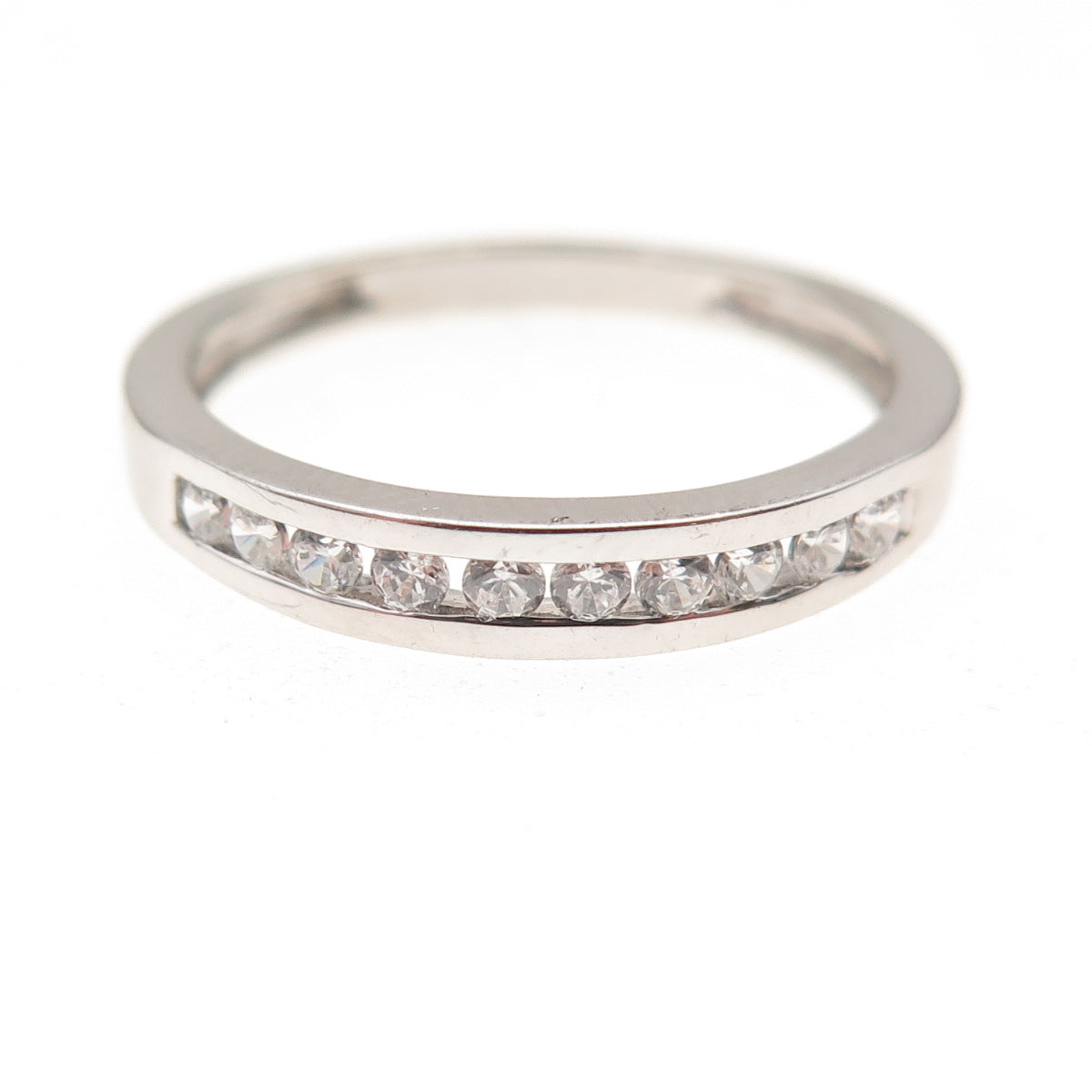 925 Sterling Silver Round-Cut C Z Half Eternity Band Ring Size 7.25