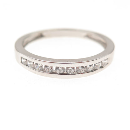 925 Sterling Silver Round-Cut C Z Half Eternity Band Ring Size 7.25