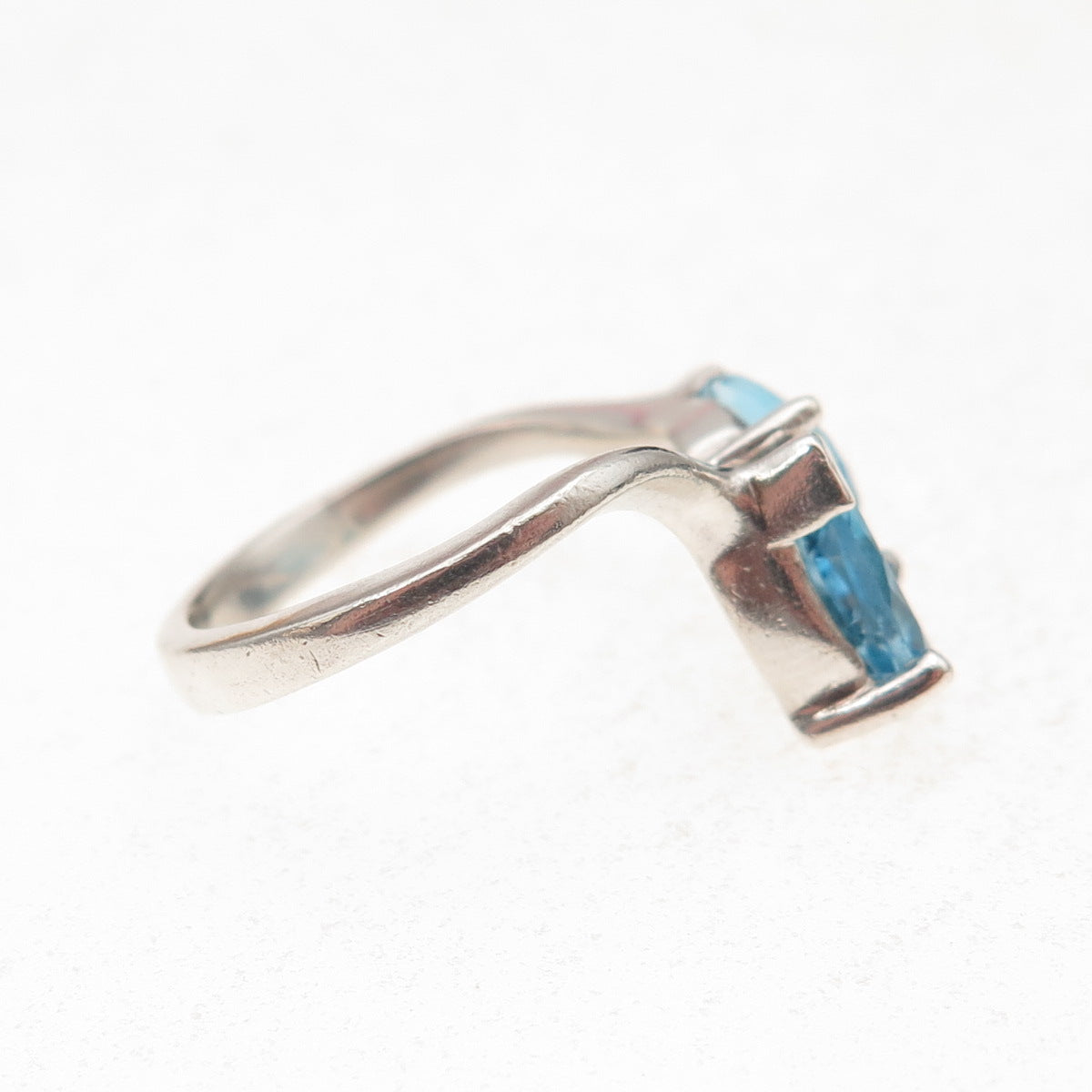 RJ Graziano 925 Sterling Silver Vintage Real Pear-Cut Blue Topaz Ring Size 6