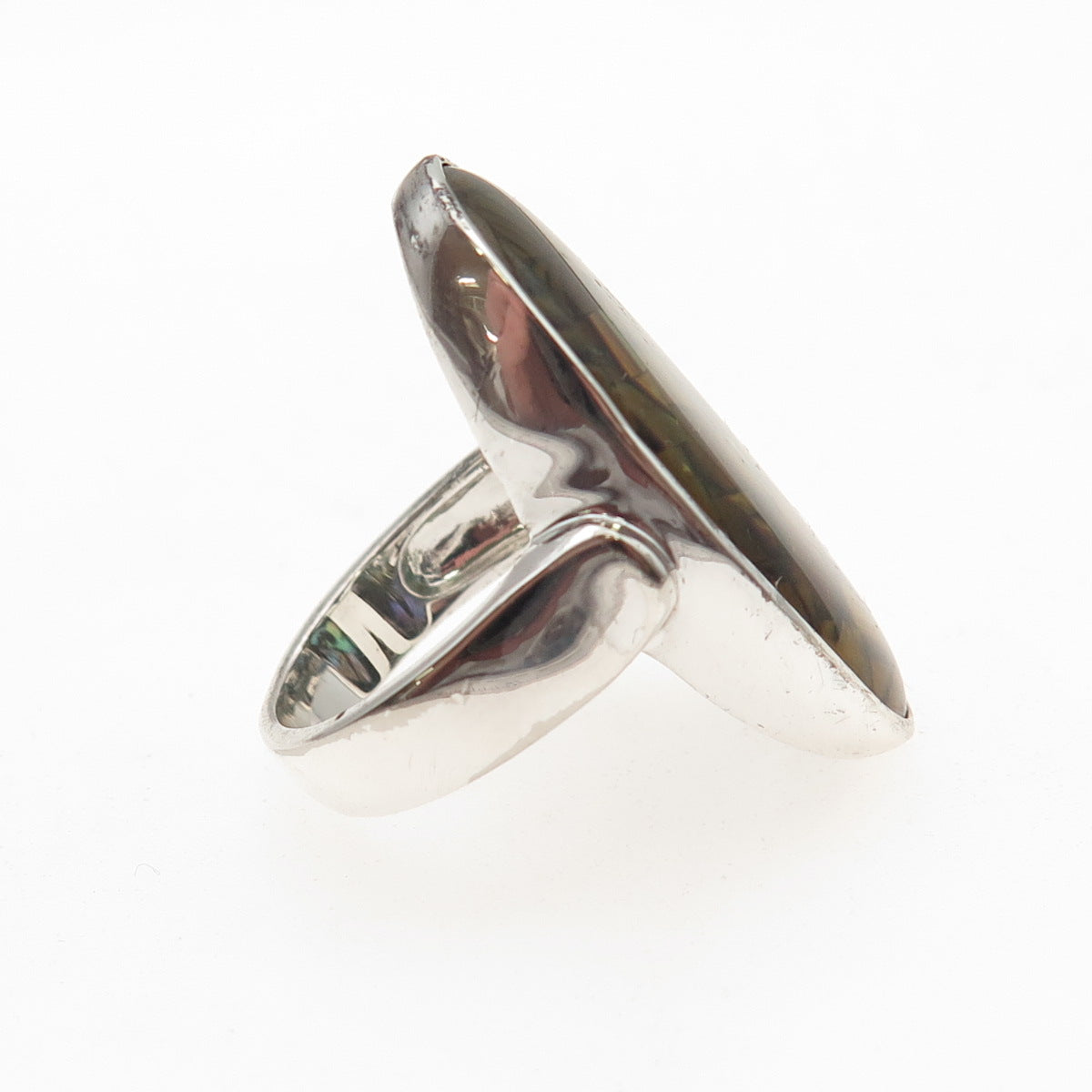925 Sterling Silver Real Abalone Shell Inlay Ring Size 7