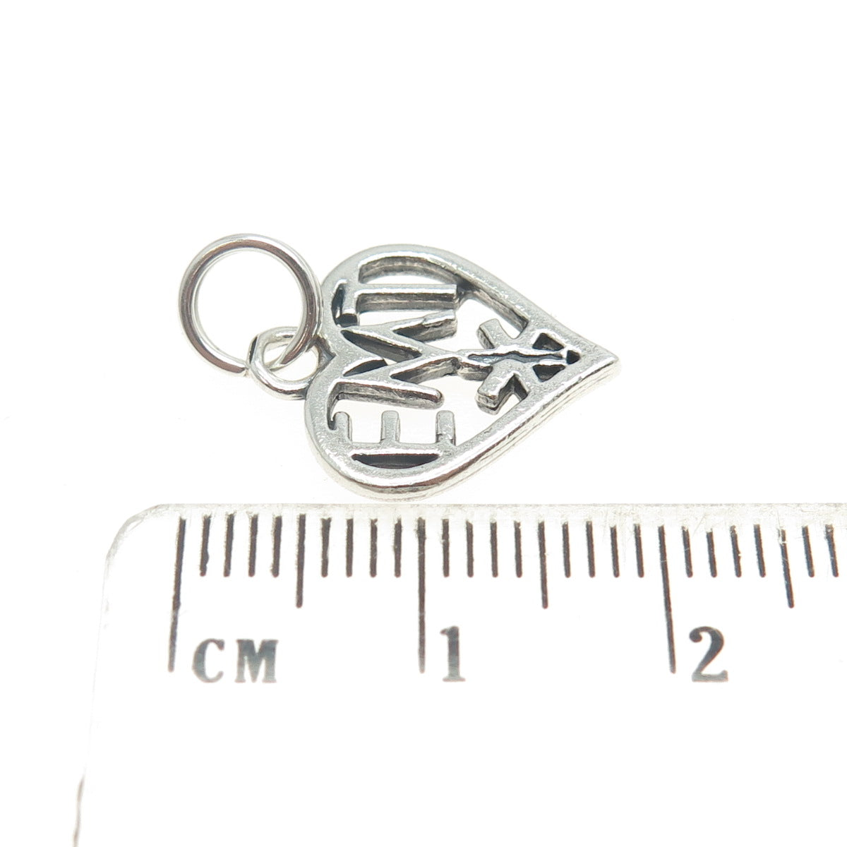 925 Sterling Silver Vintage Emergency Medical Technician Heart Charm Pendant