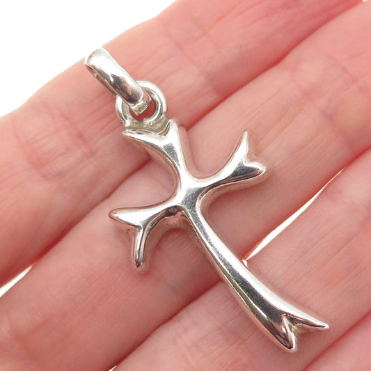 925 Sterling Silver Vintage Mexico Modernist Cross Charm Pendant