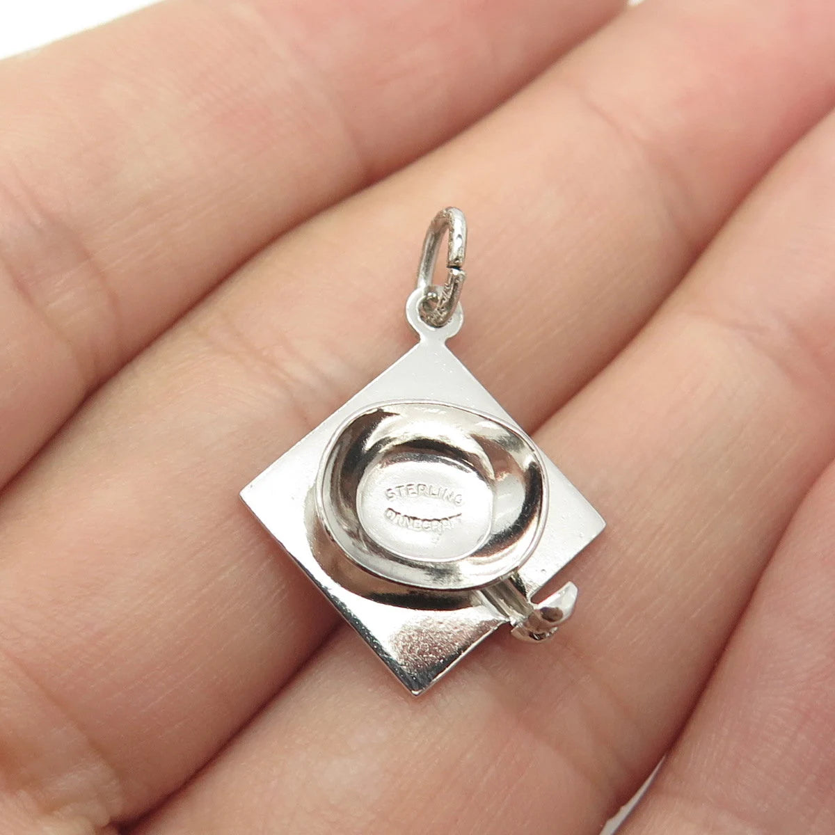 925 Sterling Silver Antique Art Deco Danecraft Graduation Hat Charm Pendant