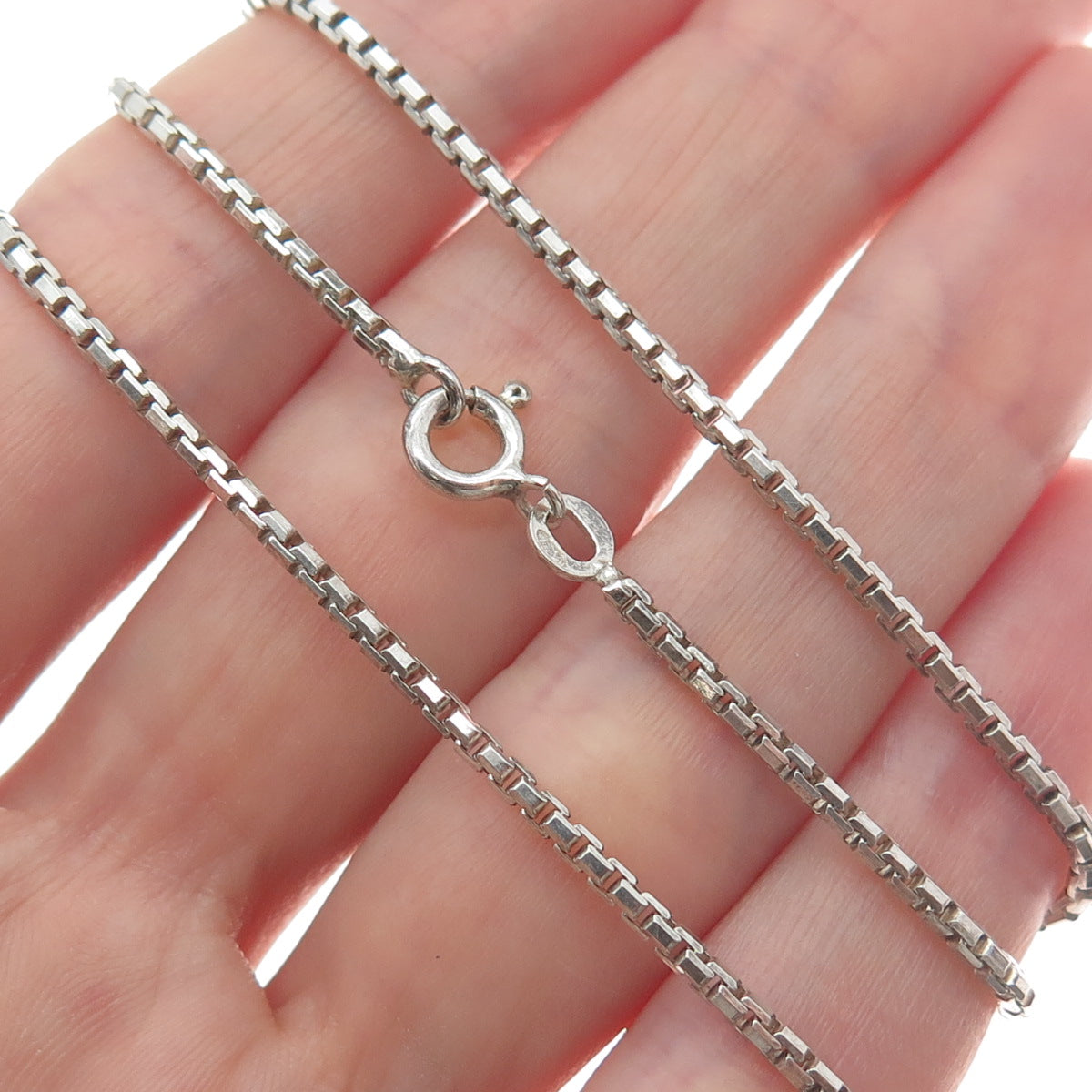 925 Sterling Silver Vintage Box Chain Necklace 16"