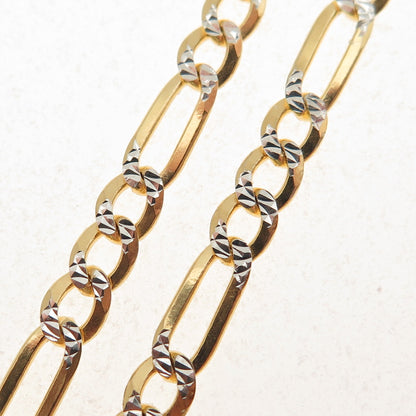 P. Lux Sterling Silver Gold Plated Italy Diamond-Cut Figaro Chain Necklace 22"