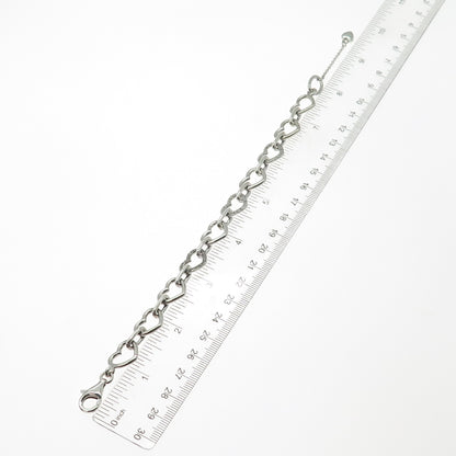 925 Sterling Silver Real Round-Cut Diamond Heart Link Bracelet 7.5"
