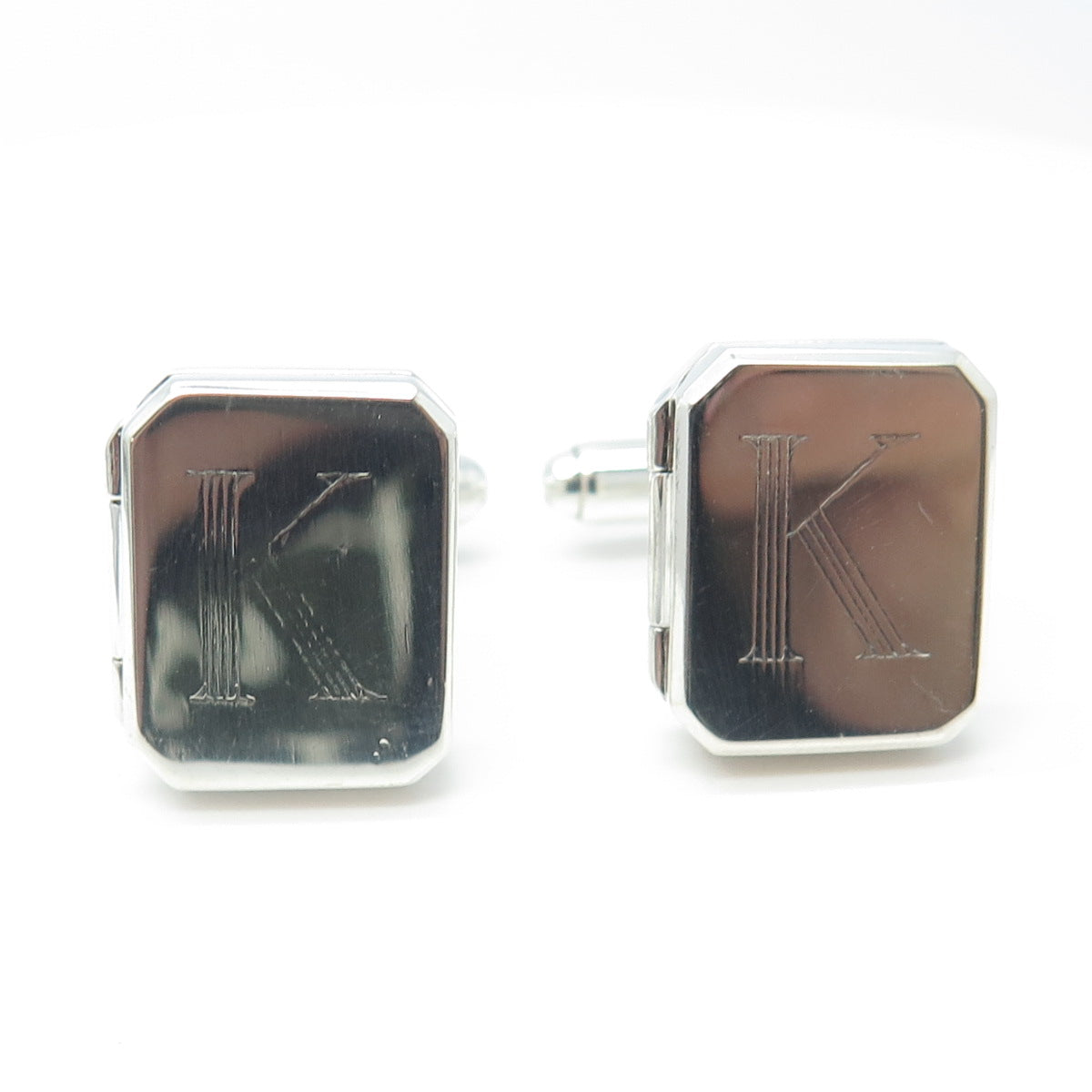 925 Sterling Silver Vintage Letter "K" Initial Cufflinks