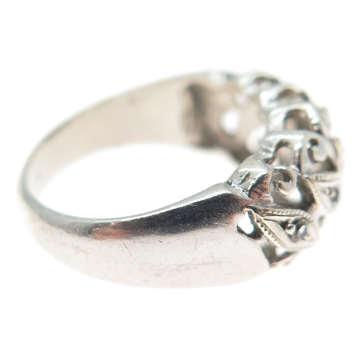 925 Sterling Silver Vintage Round-Cut C Z Swirl Ring Size 5.5