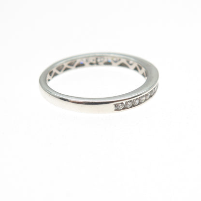 DIAG 925 Sterling Silver Round-Cut C Z Half Eternity Band Ring Size 7.25