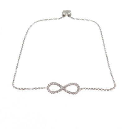 925 Sterling Silver Round-Cut C Z Infinity Adjustable Anklet / Bracelet 6-9.25"