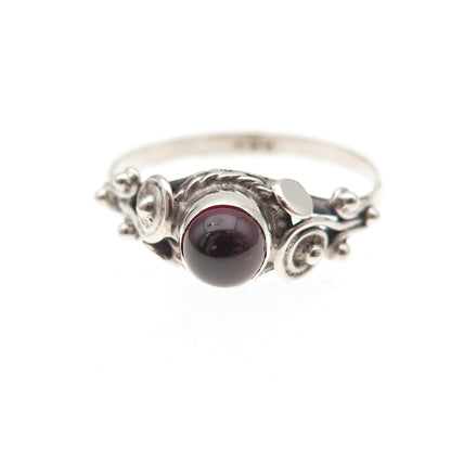 925 Sterling Silver Vintage Real Rhodolite Oxidized Ring Size 7.75