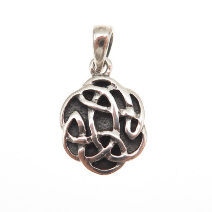 925 Sterling Silver Vintage Celtic Knot Oxidized Mini Charm Pendant