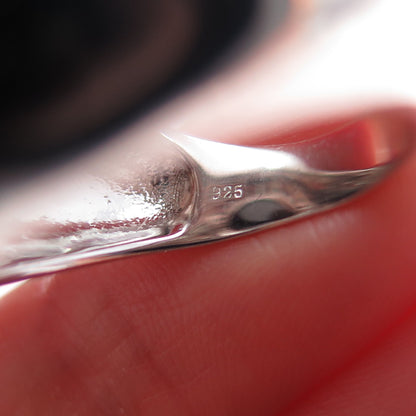 925 Sterling Silver Real Round-Cut Black Spinel Modernist Ring Size 7.5