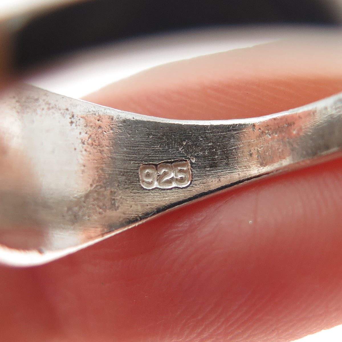 925 Sterling Silver Vintage Real Black Onyx Egyptian Ankh Ring Size 8