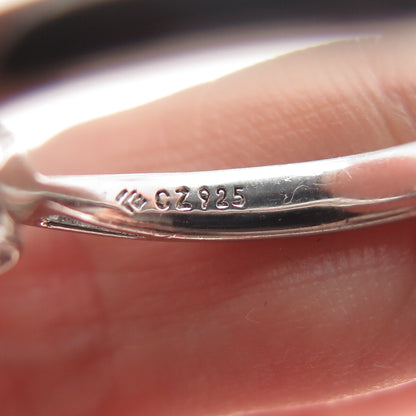 925 Sterling Silver Round-Cut Shaped C Z Engagement Ring Size 8.25