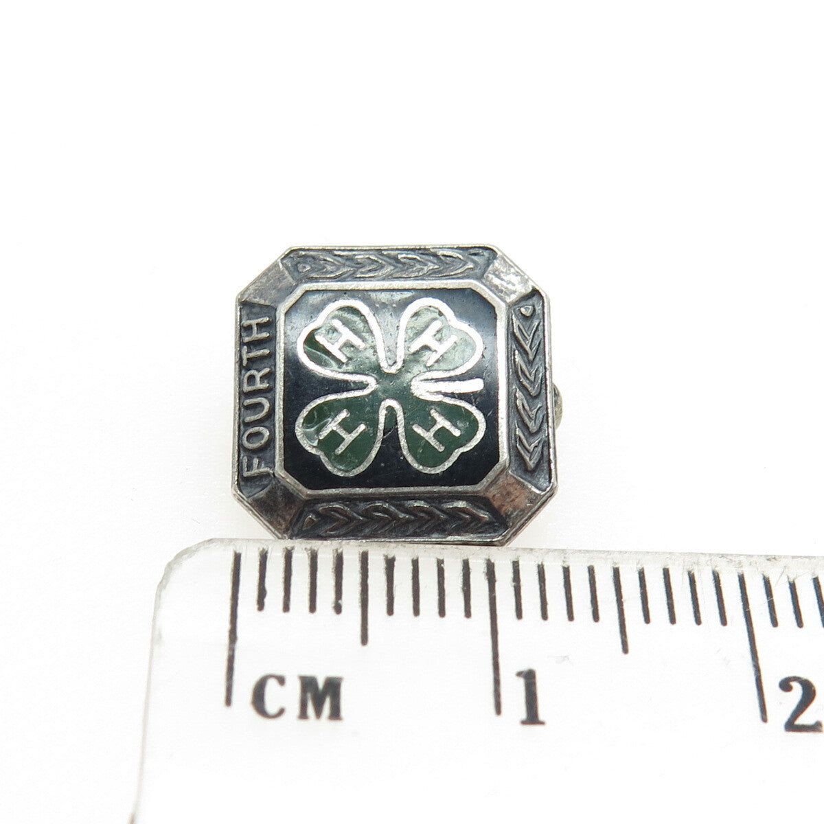 925 Sterling Silver Vintage 4-H Club 4th Year Membership Achievement Lapel Pin