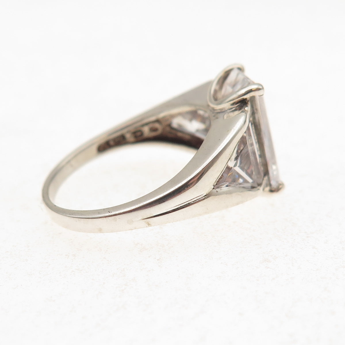 925 Sterling Silver Multi-Cut C Z Engagement Ring Size 6.25