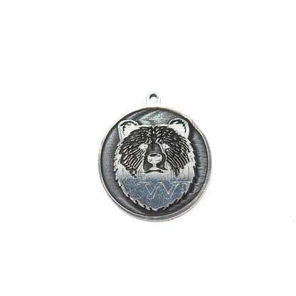 TOKEMOTI 925 Sterling Silver Bear Oxidized Minimalist Charm Pendant