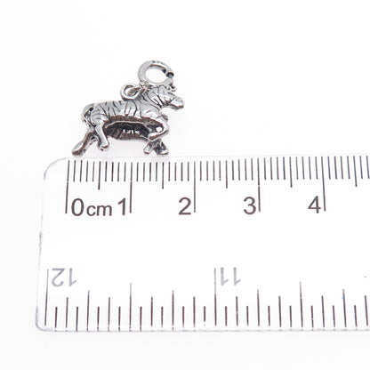 925 Sterling Silver Vintage Zebra Couple Spring Ring Mini Charm Pendant