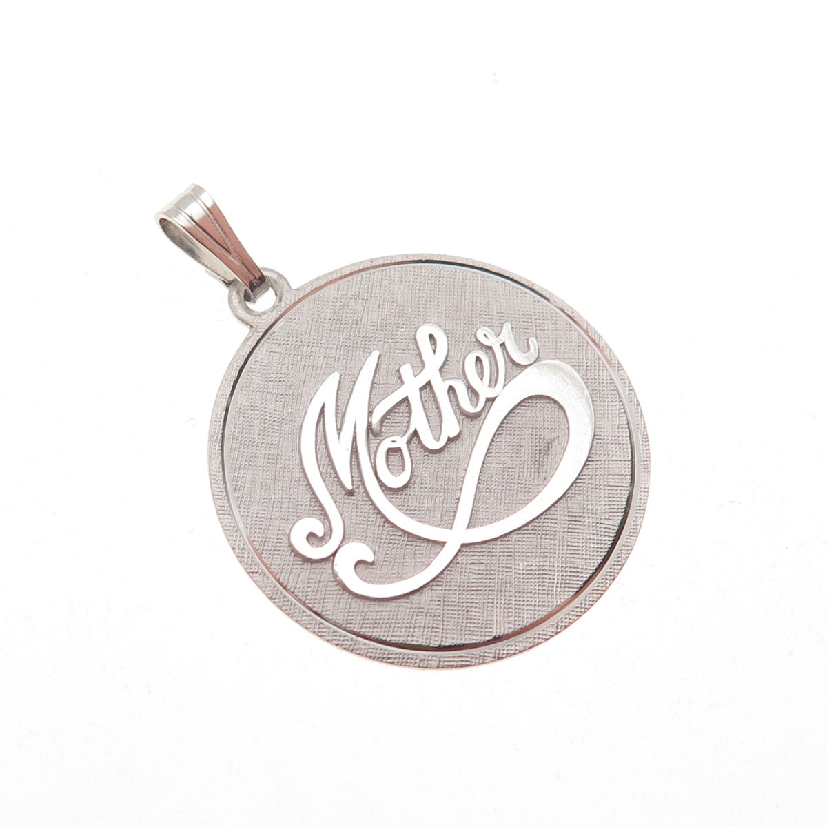 BEAU 925 Sterling Silver Vintage Mother Round Tag Charm Pendant